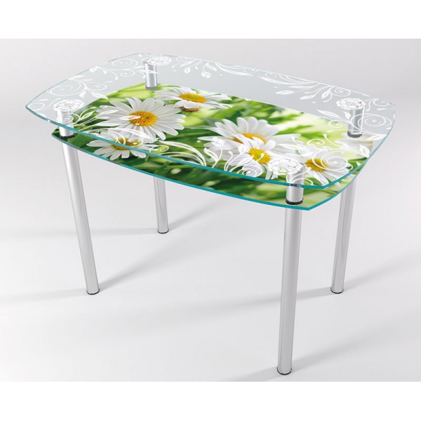 

Стол стеклянный "Jam" Рмашки KT-01 90х60 см