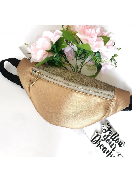 

Сумка женская на пояс (бананка) Sambag 33х14 см Золотой