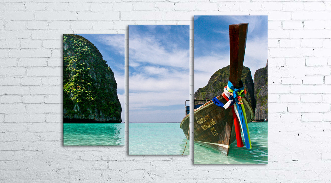 

Модульная картина на холсте 3 в 1 Тайланд. Phi Phi острова 80х106 см (секции разного размера)