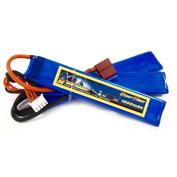 

Аккумулятор для страйкбола Giant Power Li-Pol 11.1V 3S 1000mAh 25C 3 лепестка 5.5х20х103мм T-Plug