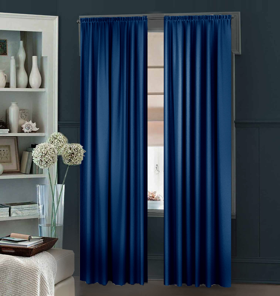 

Комплект штор Декор-Ин Гюрем шелк Востока 150х270 2 шт Синих