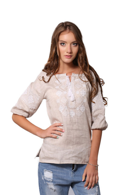 

Вишиванки narodniy-butik Віконця біла вишивка 60 бежевий 1002