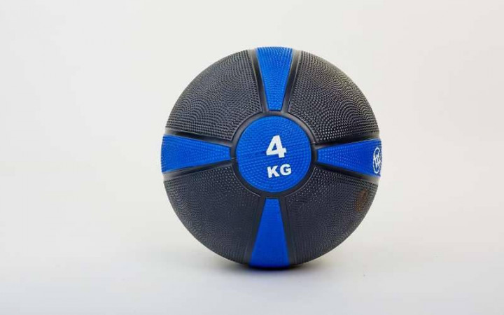 

Мяч медицинский медбол Zelart Medicine Ball FI-5122-4 4кг (резина, d-21,5см, черный-синий)