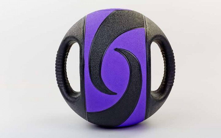 

Мяч медицинский медбол с двумя рукоятками Record Medicine Ball FI-5111-5 5кг (резина, d-27,5см, черный-фиолетовый)
