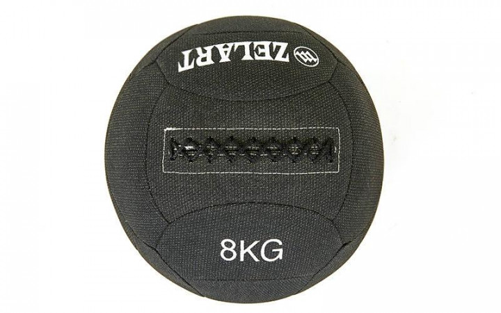 

Мяч для кроссфита набивной в кевларовой оболочке 8кг Zelart WALL BALL FI-7224-8 (кевлар, наполнитель-метал. гранулы, d-35см, черный)