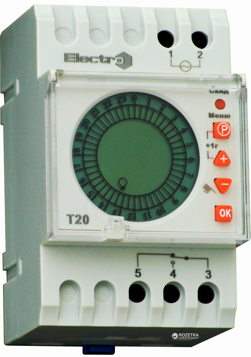 

Таймер добовий ElectrO T20 цифровий з акумулятором на DIN-рейку 16 А