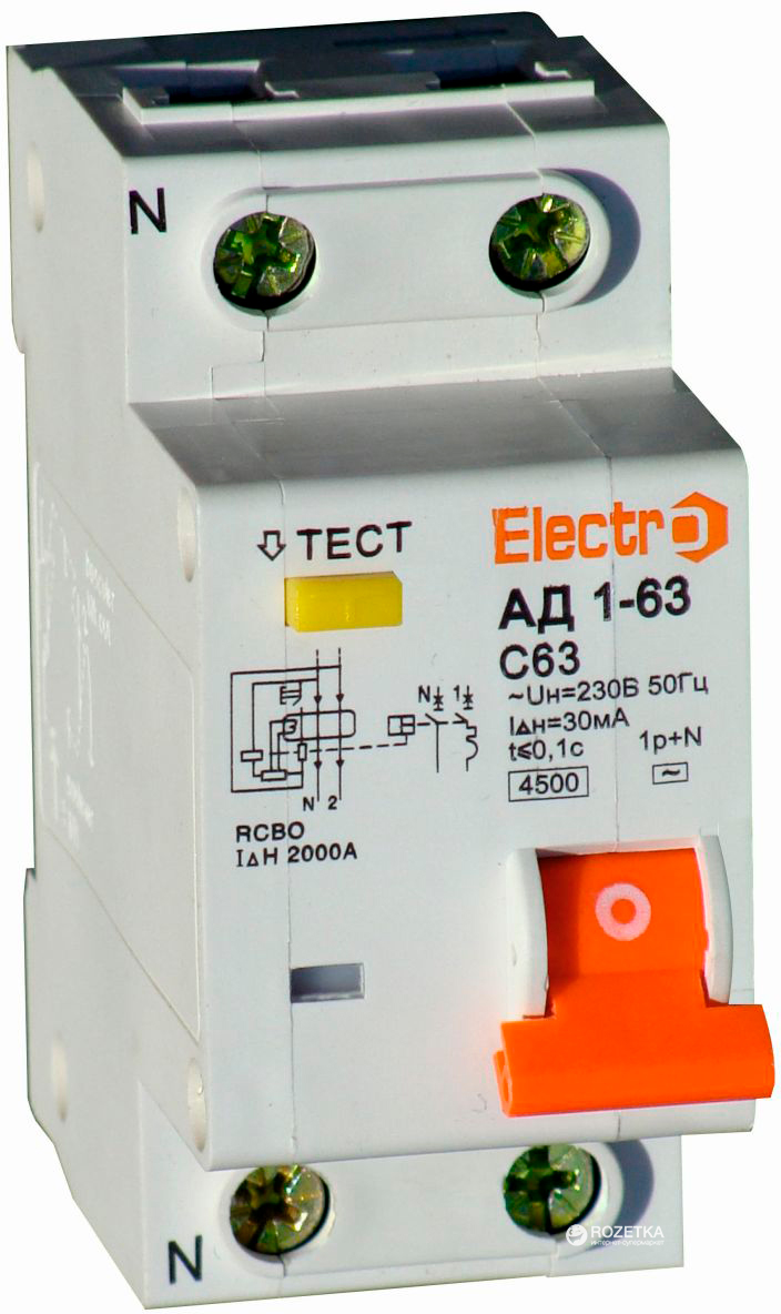 

Диференціальний автомат ElectrO АТ 1-63 1+N 63 А 30 мА С