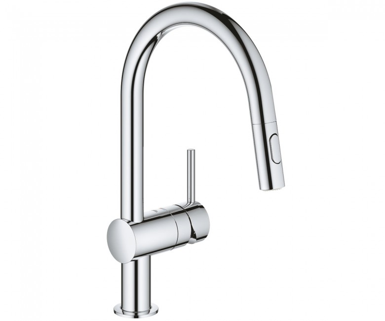 

Кухонный смеситель однорычажный с выдвижным изливом GROHE Minta 32321002 хром (60176)