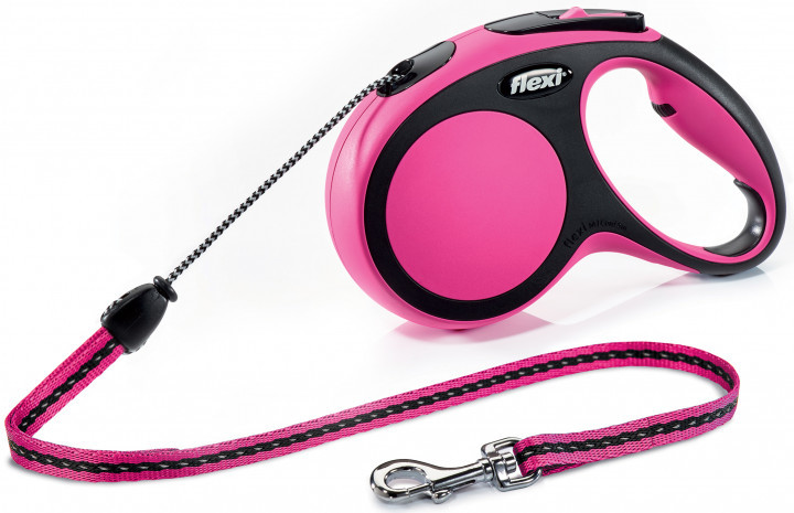

Поводок-рулетка Flexi New Comfort M, 5 м, трос, розовый
