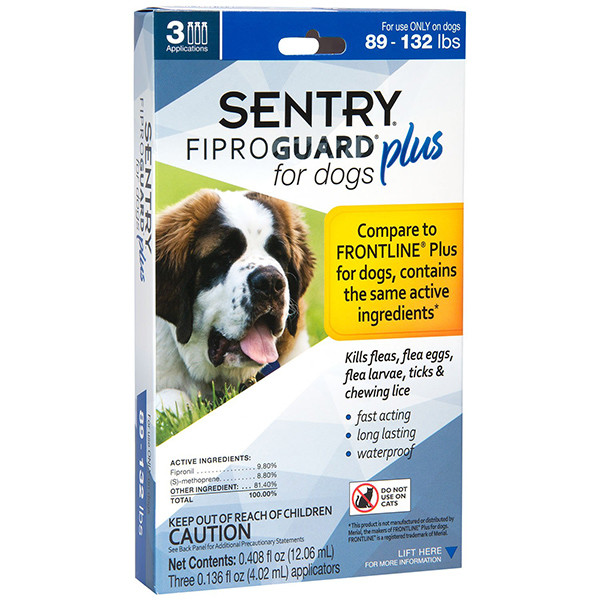 

Капли от блох, клещей и вшей Sentry FiproGuard Plus для собак весом от 40 до 60 кг 4,02 мл (129235)