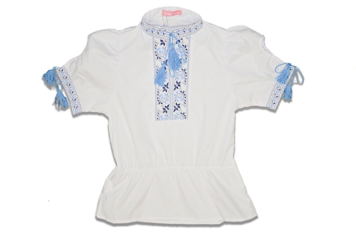 

Вышиванка SmileTime короткий рукав 128 голубой узор (LR24-03)