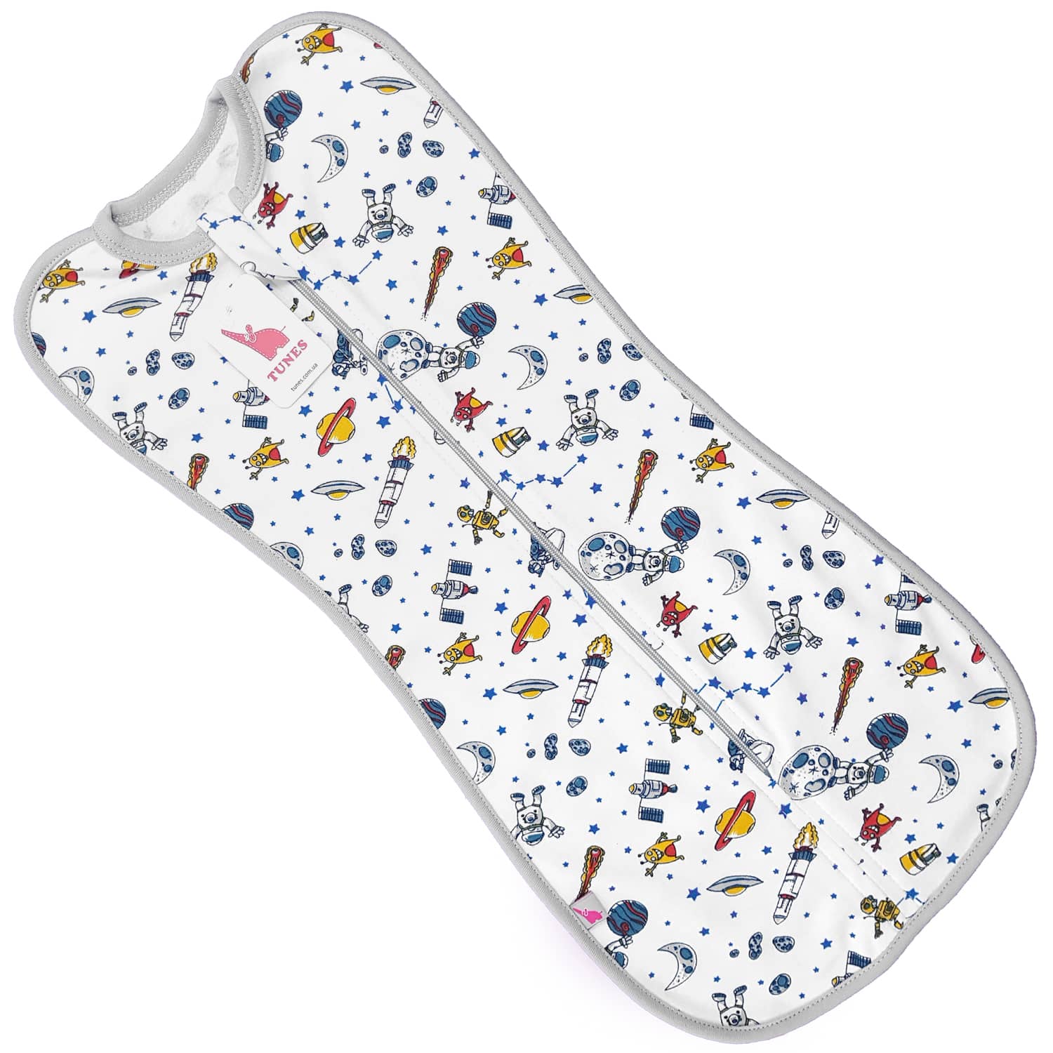 

Пеленка кокон на молнии Tunes Space для ребенка Белый, Серый 0-3 мес