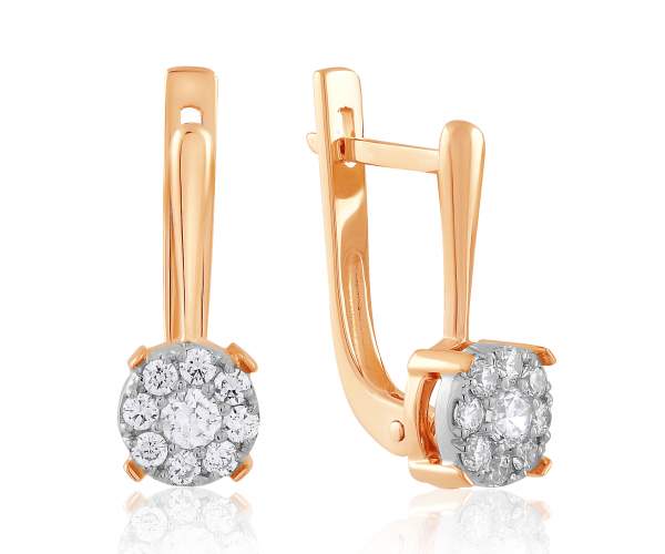 

Серьги золотые с английской застежкой с цирконами, С0540