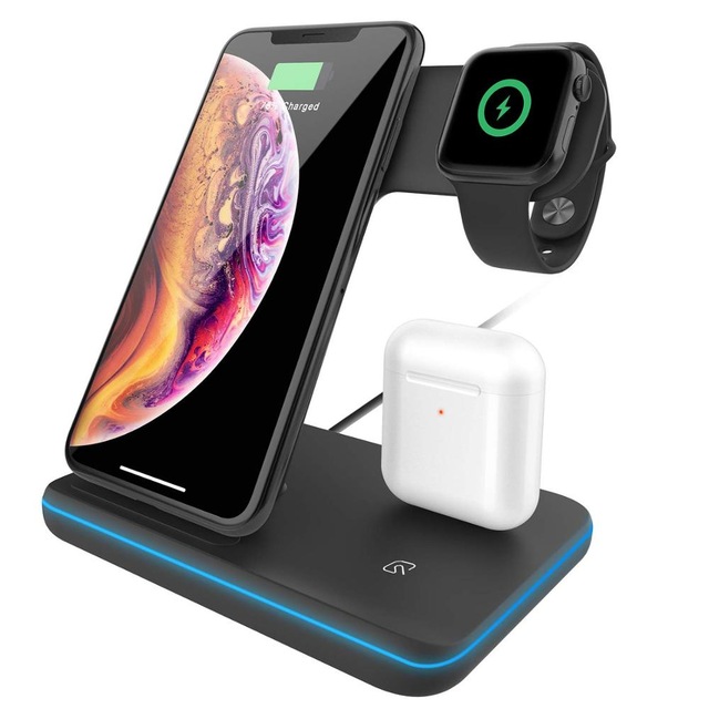 

Беспроводная Док станция 3 in 1 Wireless Charger Dock Station Black