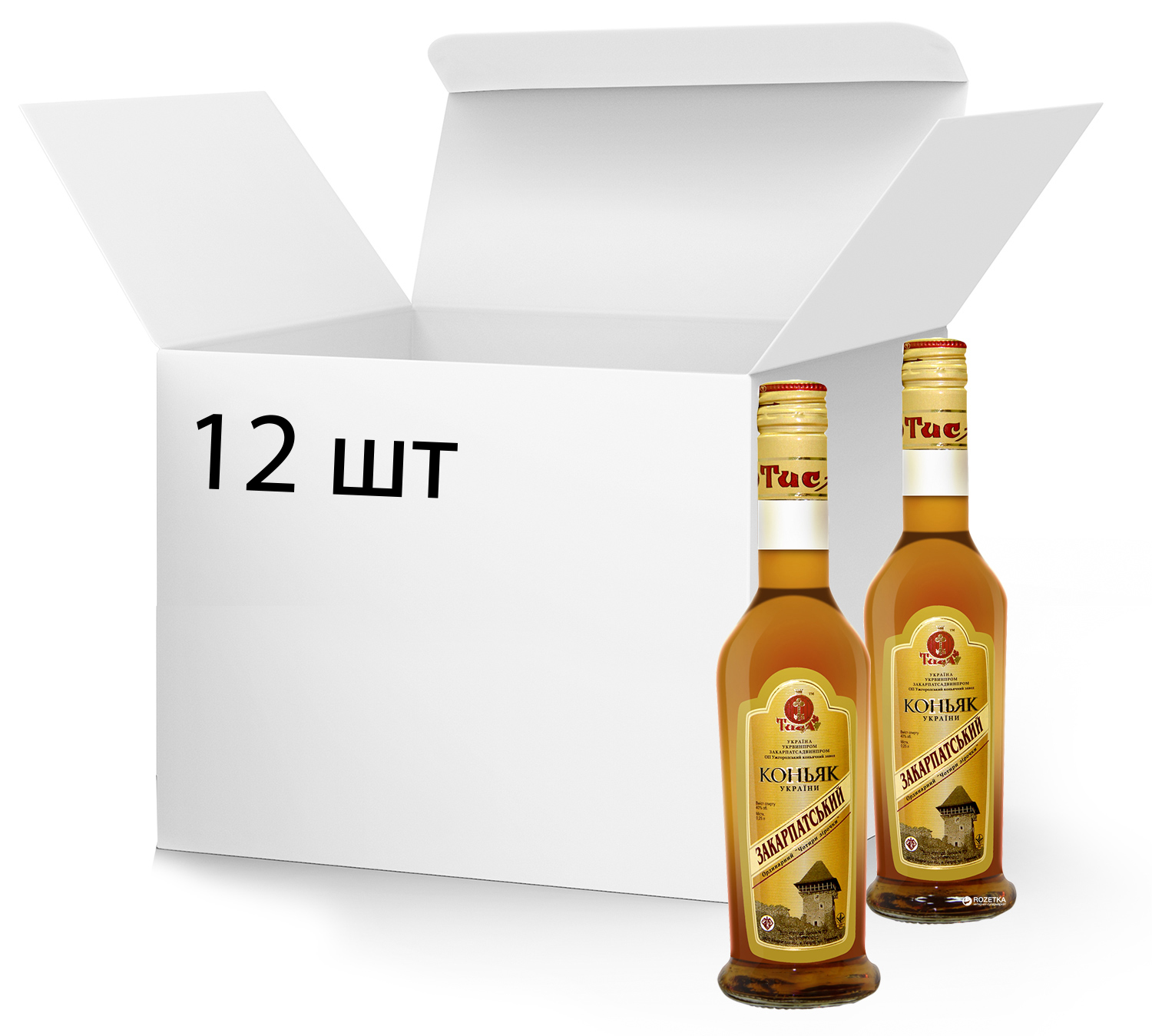 Акция на Упаковка Бренди Тиса Закарпатський 4 года выдержки 40% 0.25 л x 12 шт (4820139280434) от Rozetka UA