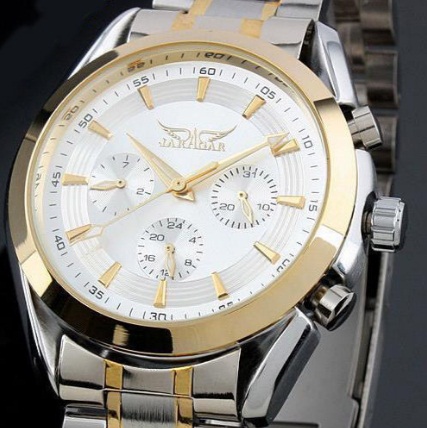 

Мужские наручные часы Jaragar Gold Steel, клссические механические с датой
