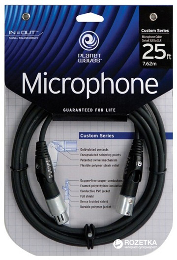 

Микрофонный кабель Planet Waves PW-MS-25 Custom Series Swivel 7.62 м Black