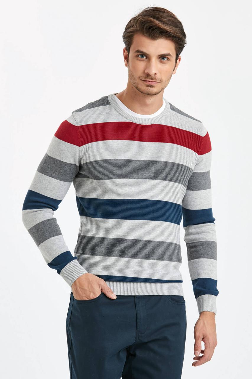 

Мужской свитер LC Waikiki в красную и синюю полоску XXL Серый (LCWKnitwear-1744-4)