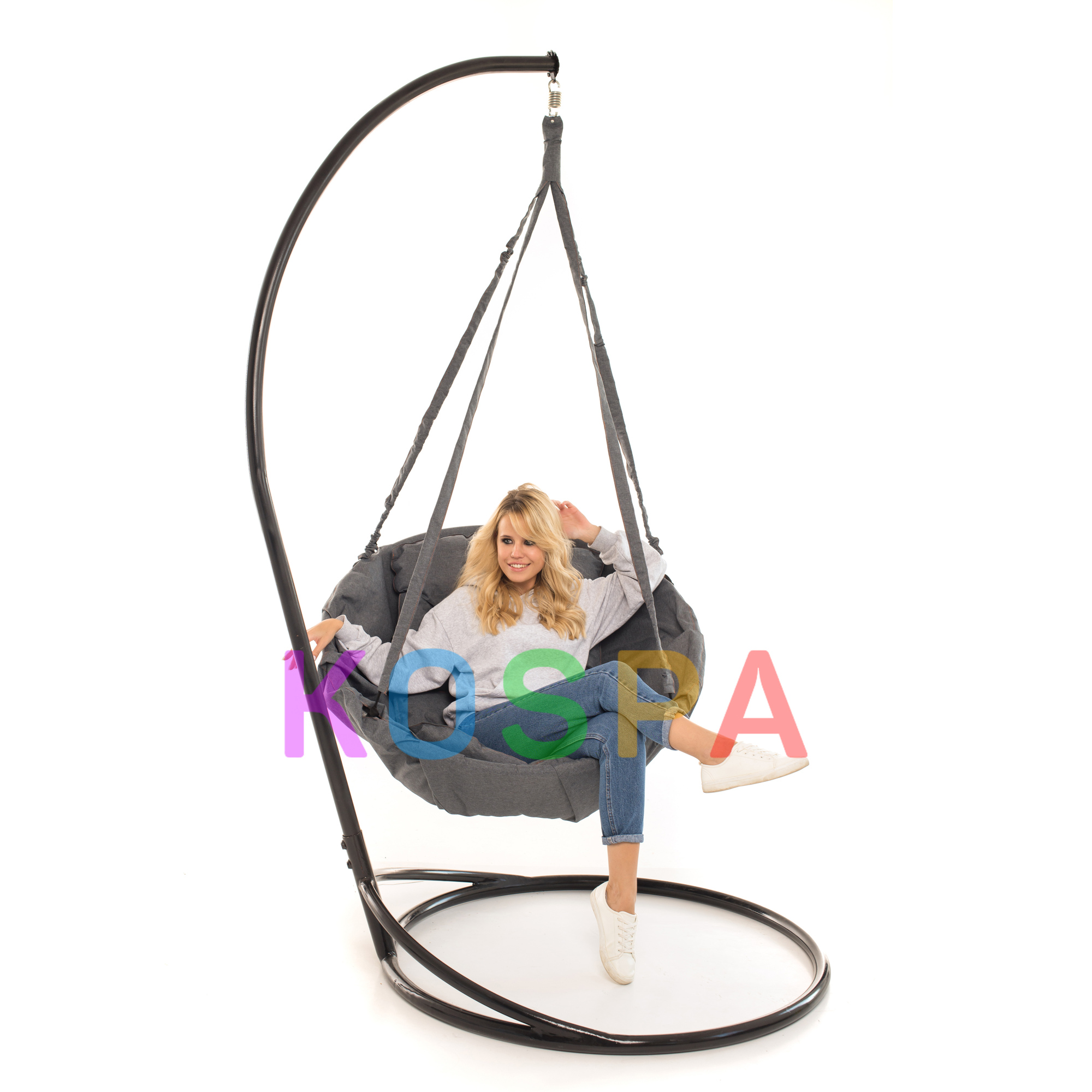 

Подвесное Кресло качеля-гамак с подставкой Kospa Lounge Ligth+ Серая