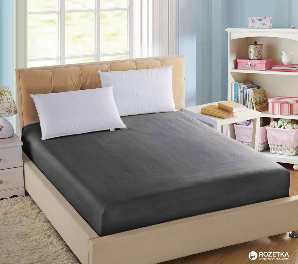 

Простынь на резинке U-tek Home Sateen 100x200х25 см Iron Grey