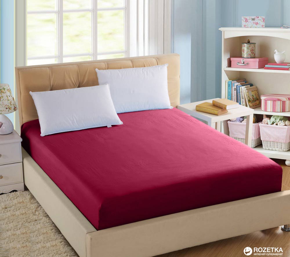 

Простынь на резинке U-tek Home Sateen 150x200х25 см Wine Red