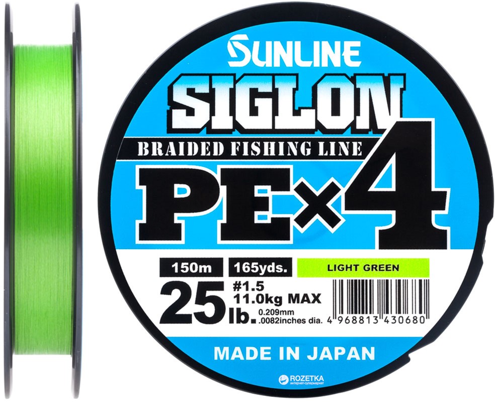 

Шнур Sunline Siglon PE х4 150 м # 1.5/0.209 мм 11 кг Салатовый (16580908)