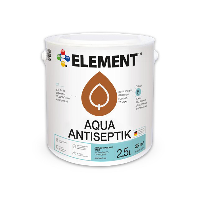 

Антисептик для дерева Aqua Antiseptik "ELEMENT" 2.5 л Сосна
