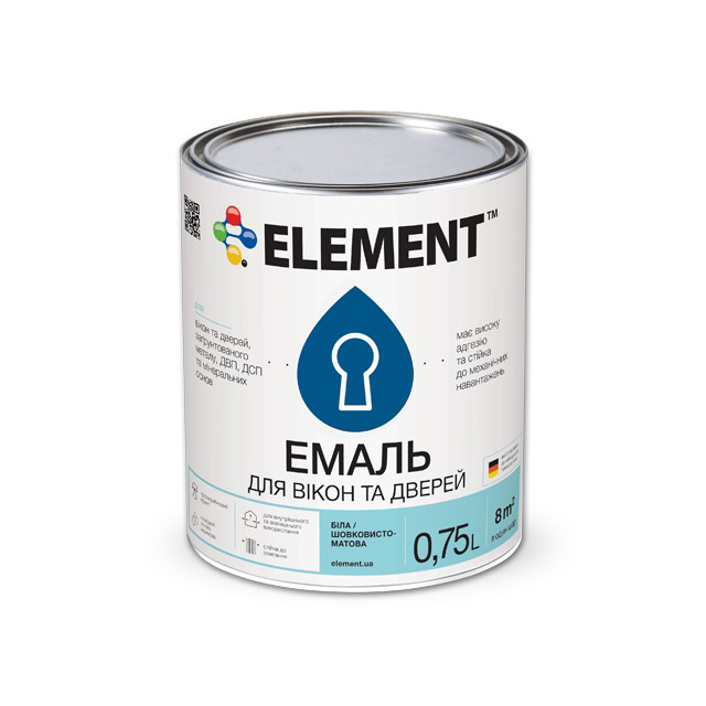 

Акриловая эмаль для окон и дверей "ELEMENT" 0.75 л