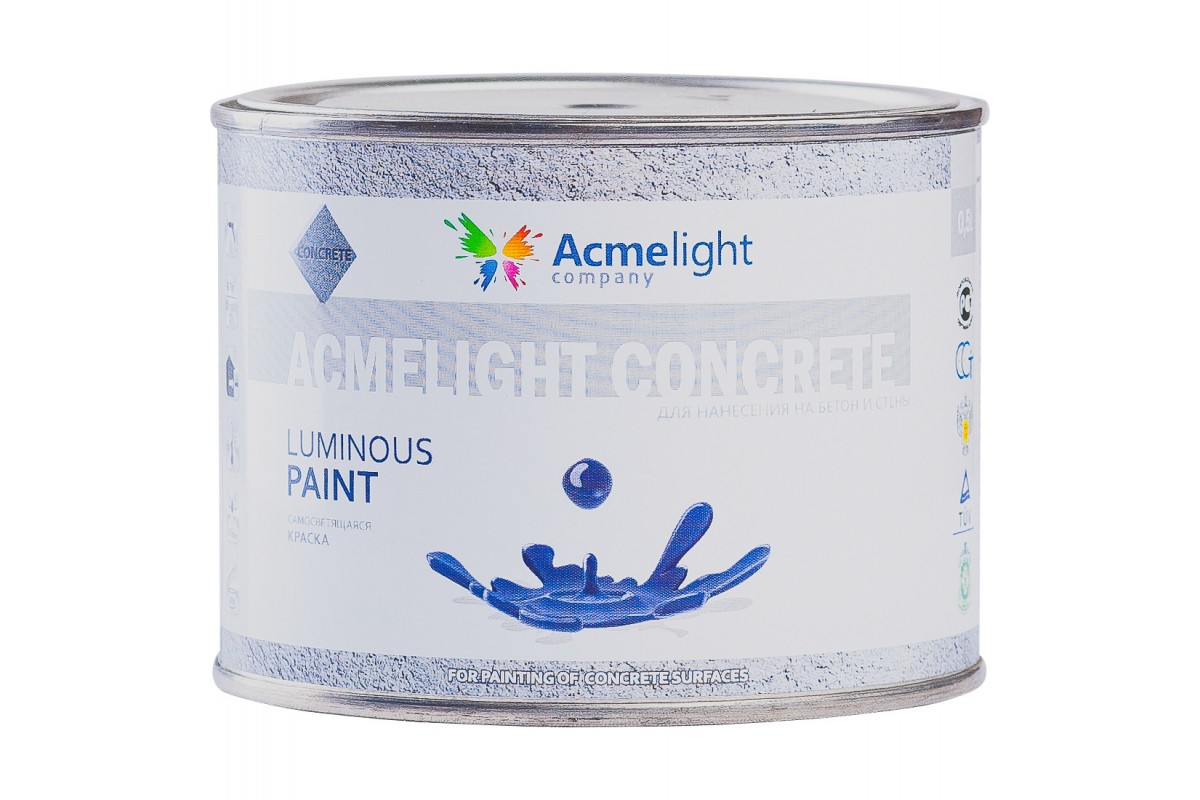 

Краска светящаяся для бетонных поверхностей Acmelight Concrete классическая с синим свечением 0,5 л