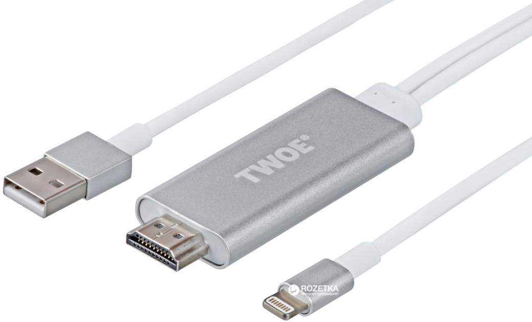 

Адаптер 2E Lightening - HDMI + USB A Male 2 м (2EW-2327)