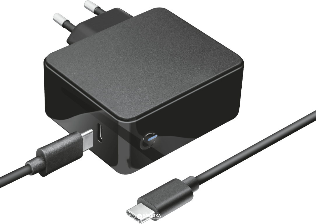 Акція на Сетевое зарядное устройство Trust Summa 45W universal USB-C Charger Black (TR21604) від Rozetka UA