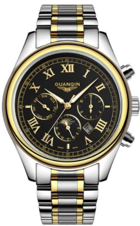 

Мужские часы Guanqin Gold-Black-SilverGold GQ12001 CS