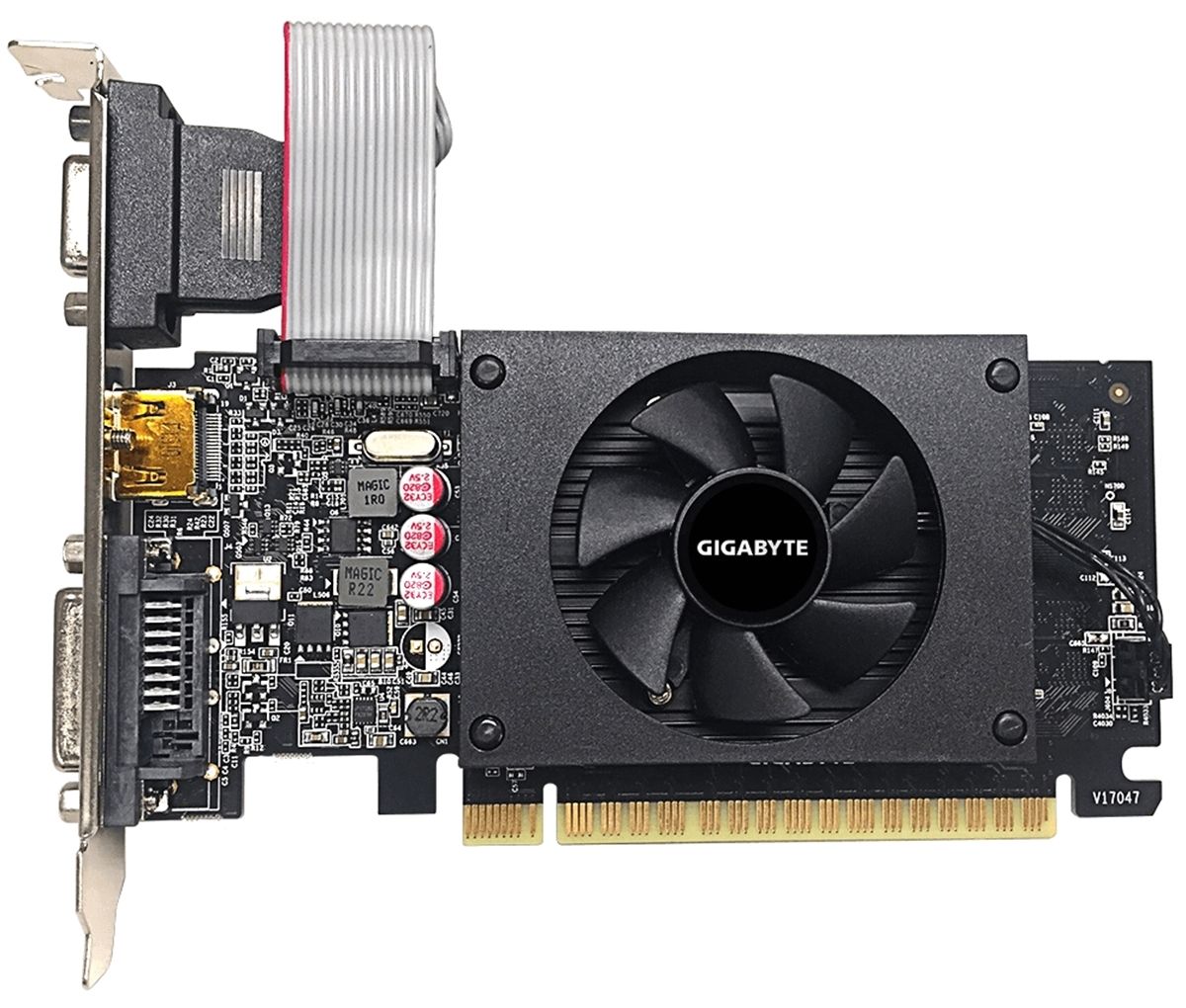 

Gigabyte PCI-Ex GeForce GT 710 2048MB GDDR5 (64bit) (954/5010) (DVI, HDMI, VGA) (GV-N710D5-2GIL)