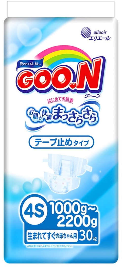 

Подгузники Goo.N для маловесных новорожденных 4S 1.0 - 2.2 кг 30 шт (753862) (4902011741438)