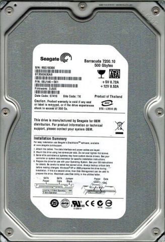 

Жесткий диск Seagate Desktop HDD 500ГБ 7200об/м 16МБ 3.5" SATA II (ST3500630AS) Refurbished