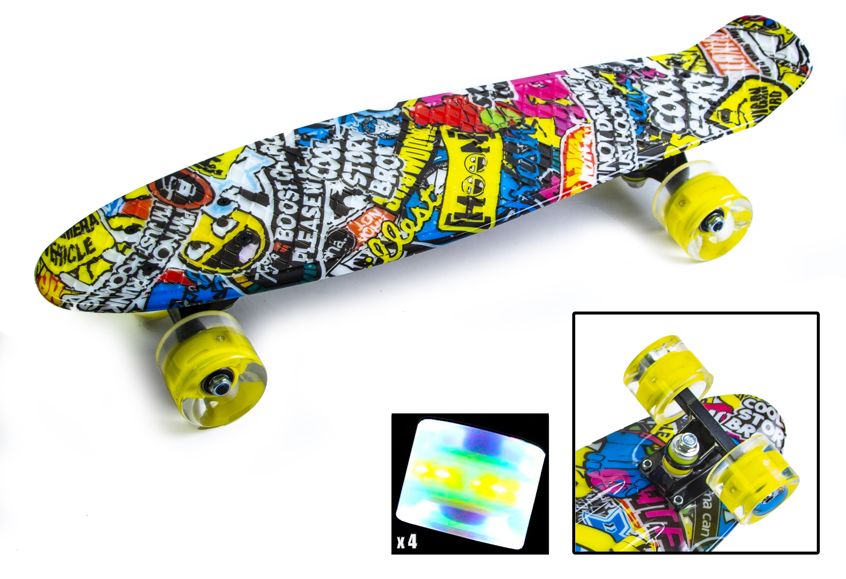 

Penny Board "Graffiti" Inscription. Светящиеся колеса.