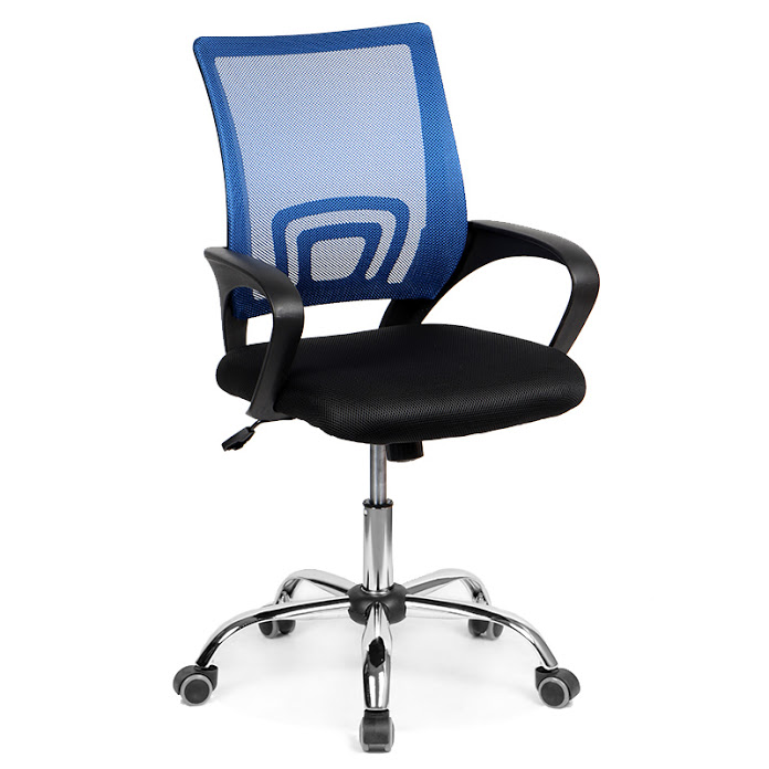 

Офисное кресло Netway black-blue с механизмом Газ-лифт, хромированный металл/ткань черный, сетка синий цвет Goodwin
