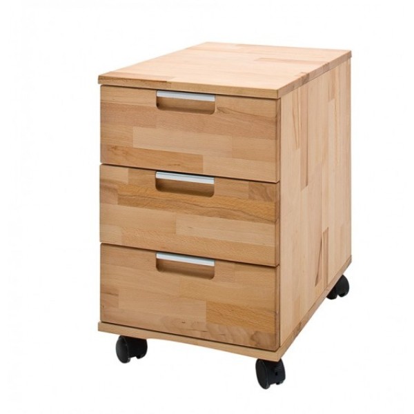 

Мобильная тумба в кабинет, офис, детскую F003 на 3 ящика деревянная из бука Mobler