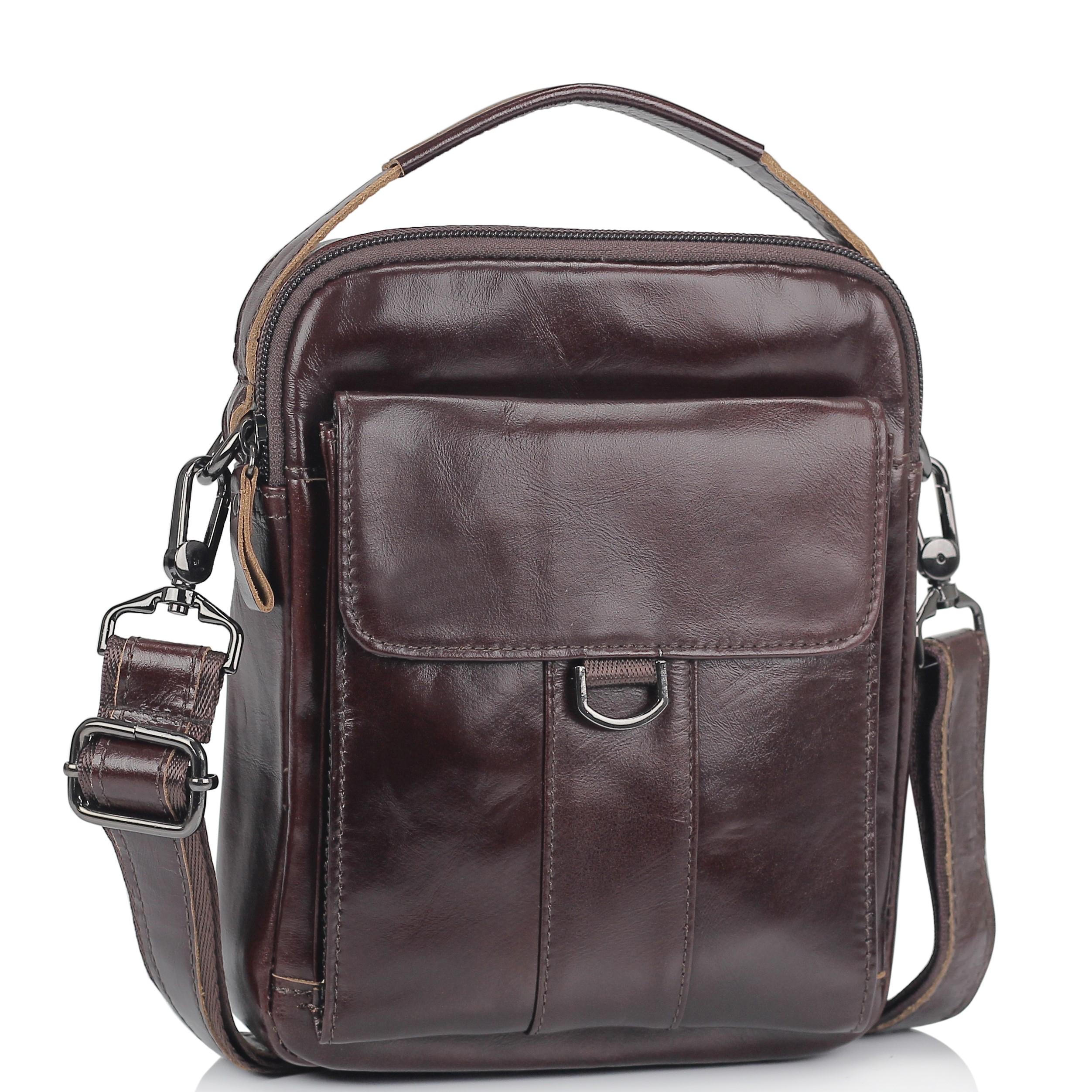 

Коричневая сумка мессенджер через плечо Tiding Bag N2-8013DB