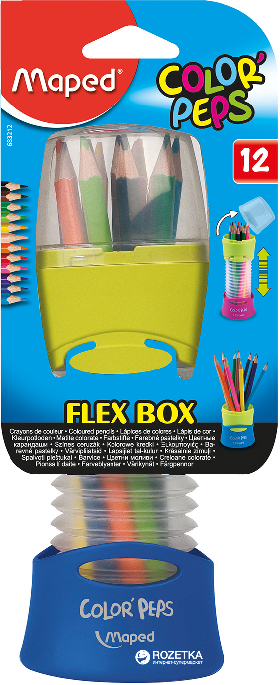 

Набор карандашей Maped Color Peps Flex Box 12 цветов + раздвижной пенал Синий (MP.683212.Z.02)