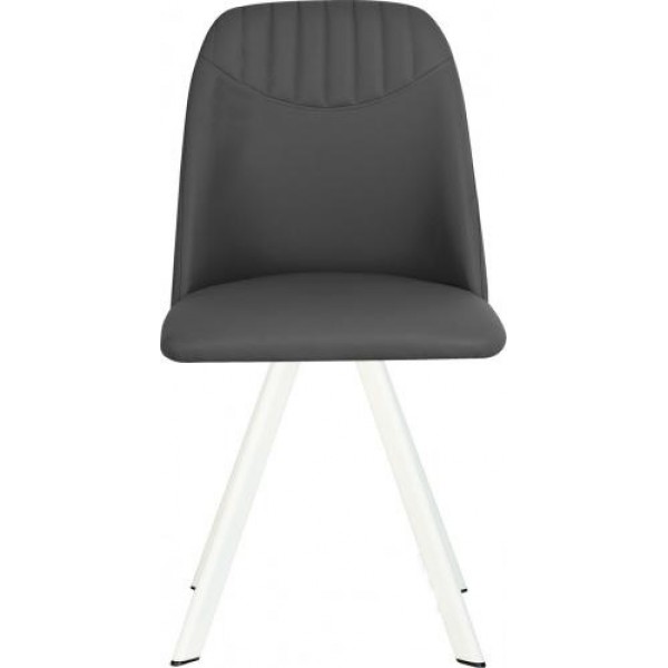 

Обеденный стул кухонный MILANA 4L white каркас - металл цвет Белый, обивка - кожзам Eco-70 цвет Серый Новый Стиль