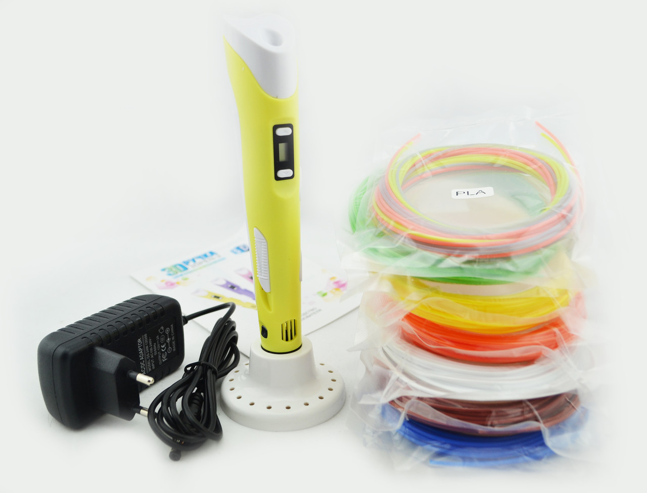 

3D ручка с экраном 3d Pen-2 желтая + 60м пластика