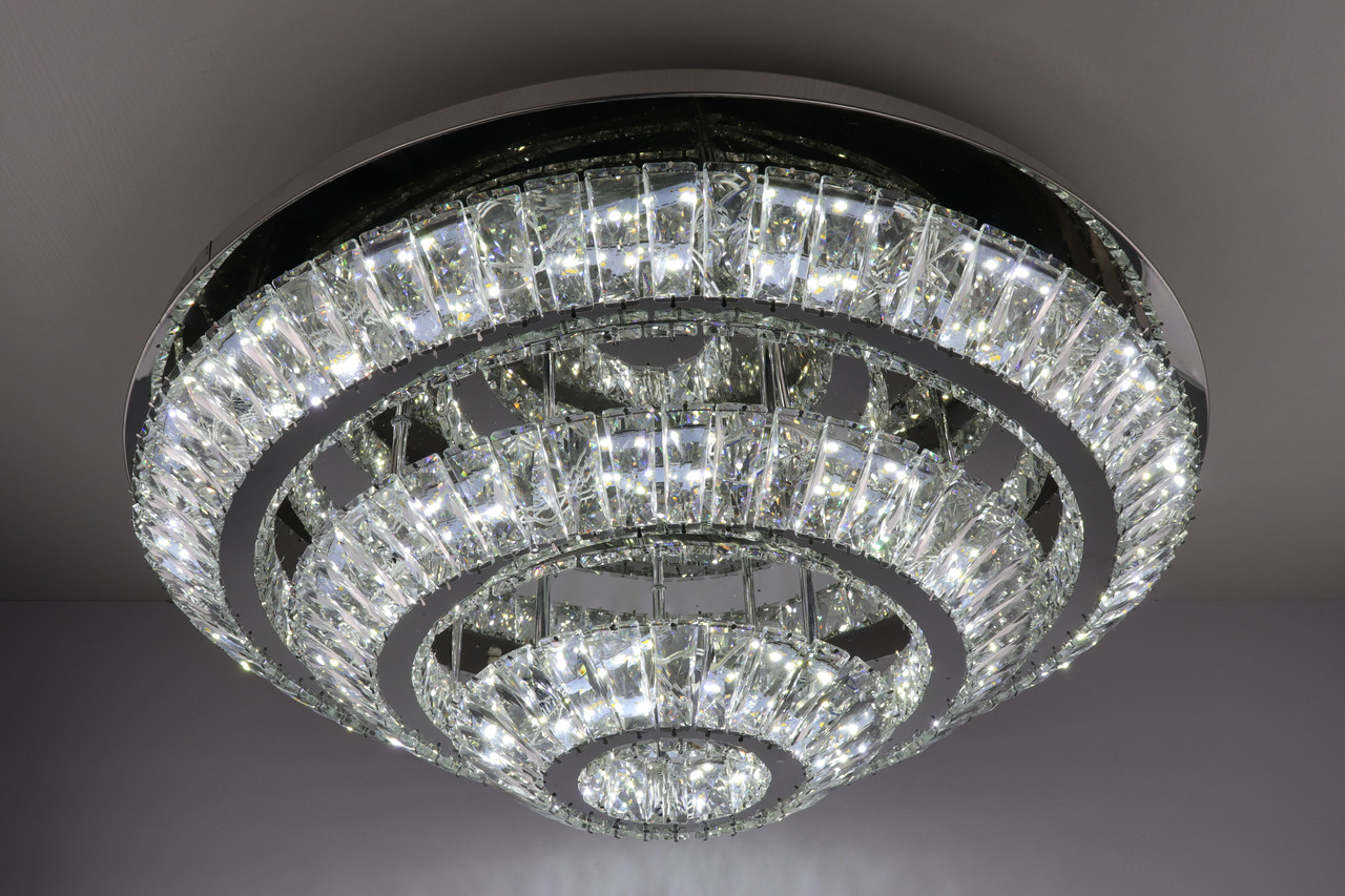 

Люстра потолочная хрустальная LED с пультом C1864/800-ch Хром 24х80х80 см.