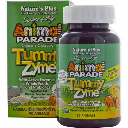 

Комплекс для Улучшения Пищеварения для Детей Natures Plus Animal Parade Tummy Zyme 90 капсул (333343)