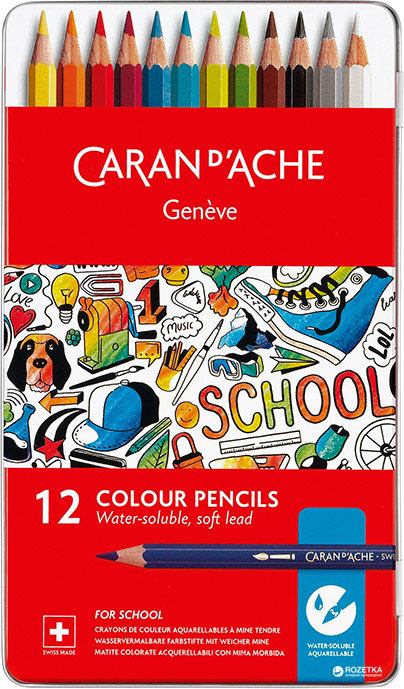 

Карандаши цветные акварельные Caran d'Ache School Line металлический бокс 12 цветов (7630002330749)