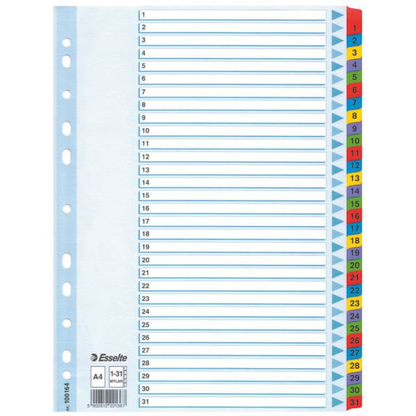 

Разделители Esselte Mylar A4 белый картон 1-31 100164