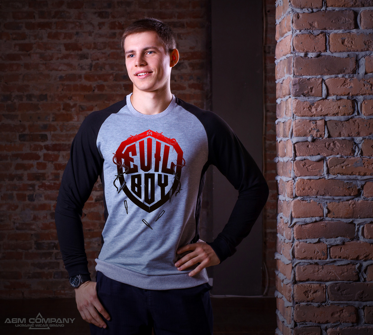 

Реглан A&M с принтом EVIL BOY RED 54 Серый