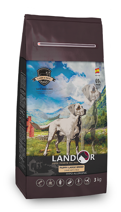 

Сухий корм Landor (Ландор) для цуценят великих порід з ягням та рисом 3кг