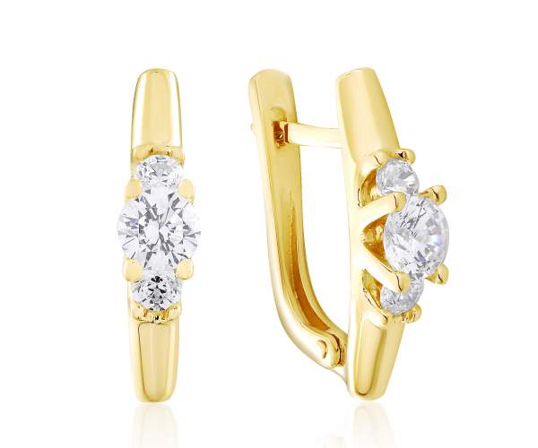 

Серьги из желтого золота с камнями SWAROVSKI Zirconia "Орион", С4194/2SW