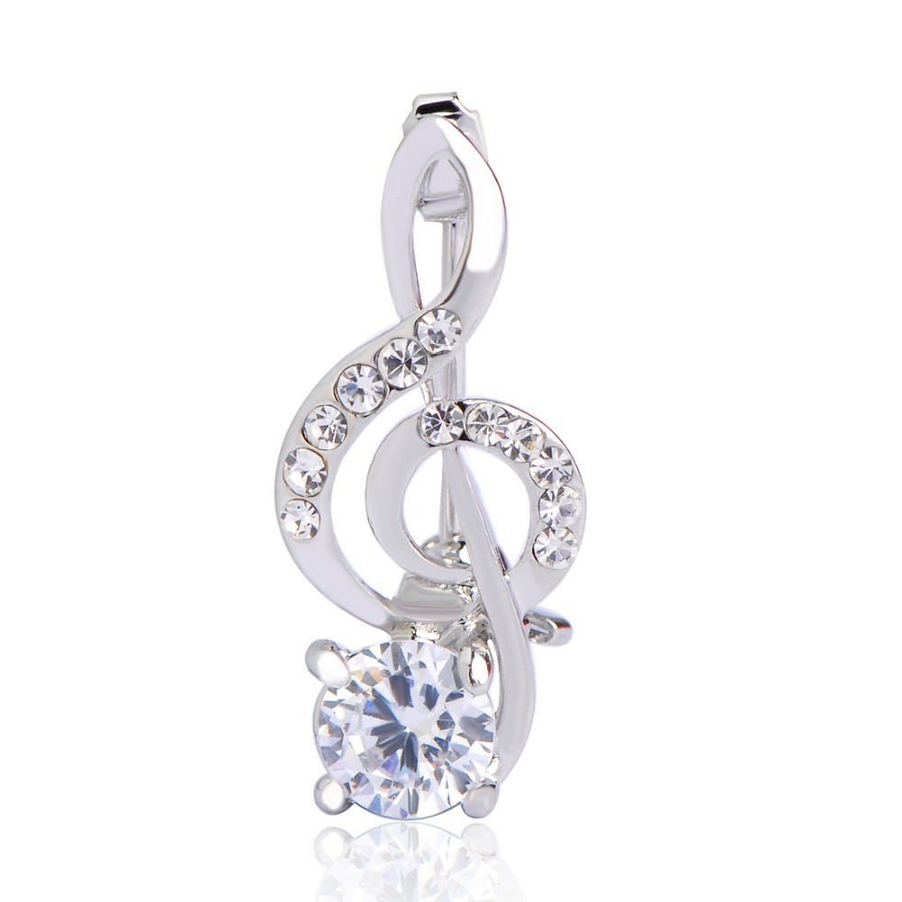 

Брошь женская BROCHE бижутерия Музыка Скрипичный ключ серебристая BRSF110833